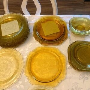 Yellow & Amber Various Patters Depression Glass